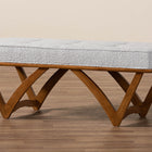 Baxton Studio Chenoa Japandi Light Grey Boucle Fabric and Walnut Brown Finished Wood Bench