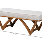 Baxton Studio Chenoa Japandi Light Grey Boucle Fabric and Walnut Brown Finished Wood Bench