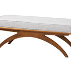 Baxton Studio Orella Japandi Light Grey Boucle Fabric and Walnut Brown Finished Wood Bench