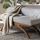 Baxton Studio Orella Japandi Light Grey Boucle Fabric and Walnut Brown Finished Wood Bench