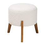 Baxton Studio Elkie Japandi Cream Boucle Fabric and Walnut Brown Finished Wood Ottoman Footstool