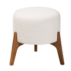 Baxton Studio Elkie Japandi Cream Boucle Fabric and Walnut Brown Finished Wood Ottoman Footstool