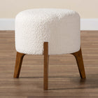 Baxton Studio Elkie Japandi Cream Boucle Fabric and Walnut Brown Finished Wood Ottoman Footstool