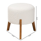 Baxton Studio Elkie Japandi Cream Boucle Fabric and Walnut Brown Finished Wood Ottoman Footstool