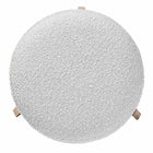 Baxton Studio Elkie Japandi Light Grey Boucle Fabric and Walnut Brown Finished Wood Ottoman Footstool