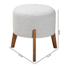 Baxton Studio Elkie Japandi Light Grey Boucle Fabric and Walnut Brown Finished Wood Ottoman Footstool