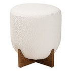 Baxton Studio Fisk Japandi Cream Boucle Fabric and Walnut Brown Finished Wood Ottoman Footstool