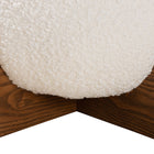Baxton Studio Fisk Japandi Cream Boucle Fabric and Walnut Brown Finished Wood Ottoman Footstool