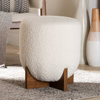 Baxton Studio Fisk Japandi Cream Boucle Fabric and Walnut Brown Finished Wood Ottoman Footstool