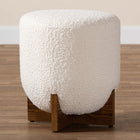 Baxton Studio Fisk Japandi Cream Boucle Fabric and Walnut Brown Finished Wood Ottoman Footstool
