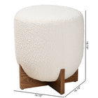 Baxton Studio Fisk Japandi Cream Boucle Fabric and Walnut Brown Finished Wood Ottoman Footstool