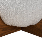 Baxton Studio Fisk Japandi Light Grey Boucle Fabric and Walnut Brown Finished Wood Ottoman Footstool