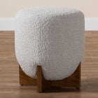 Baxton Studio Fisk Japandi Light Grey Boucle Fabric and Walnut Brown Finished Wood Ottoman Footstool