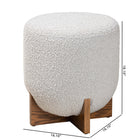 Baxton Studio Fisk Japandi Light Grey Boucle Fabric and Walnut Brown Finished Wood Ottoman Footstool