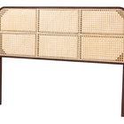 bali & pari Lainer Modern Bohemian Dark Brown Finished Bayur Wood and Natural Bamboo Queen Size Headboard