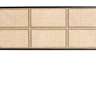 bali & pari Lainer Modern Bohemian Black Finished Bayur Wood and Natural Bamboo Queen Size Headboard