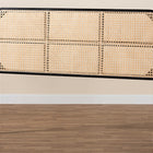 bali & pari Lainer Modern Bohemian Black Finished Bayur Wood and Natural Bamboo Queen Size Headboard