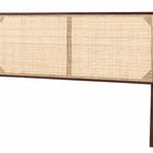 bali & pari Aurelia Modern Bohemian Dark Brown Finished Bayur Wood and Natural Rattan Queen Size Headboard