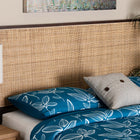 bali & pari Aurelia Modern Bohemian Dark Brown Finished Bayur Wood and Natural Rattan Queen Size Headboard