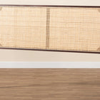 bali & pari Aurelia Modern Bohemian Dark Brown Finished Bayur Wood and Natural Rattan Queen Size Headboard