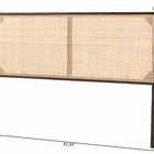 bali & pari Aurelia Modern Bohemian Dark Brown Finished Bayur Wood and Natural Rattan Queen Size Headboard