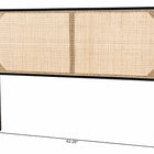 bali & pari Aurelia Modern Bohemian Black Finished Bayur Wood and Natural Rattan Queen Size Headboard