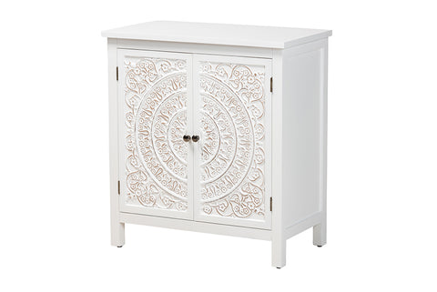 Baxton Studio Yelena Classic and Traditional White Finished Wood 2-Door Storage Cabinet