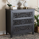 Baxton Studio Yelena Classic and Traditional Black Finished Wood 3-Drawer Storage Cabinet