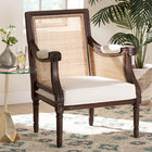 bali & pari Desmond Traditional French Beige Fabric and Dark Brown Finished Wood Accent Chair