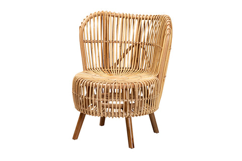 bali & pari Nagoya Modern Bohemian Natural Rattan Wide Seat Lounge Chair
