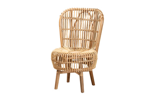 bali & pari Nagoya Modern Bohemian Natural Rattan Tall Lounge Chair