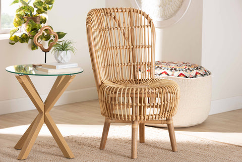 bali & pari Nagoya Modern Bohemian Natural Rattan Tall Lounge Chair