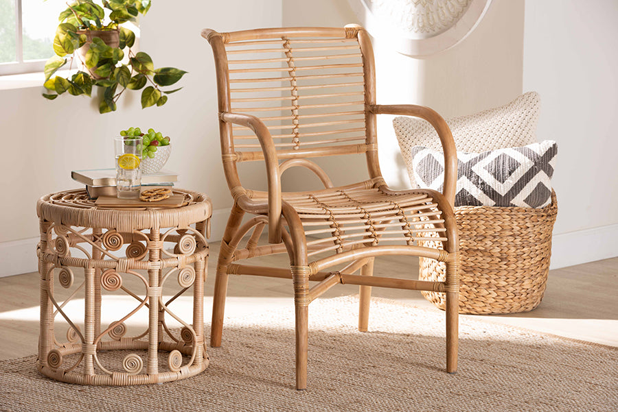 bali & pari Seminyak Modern Bohemian Natural Rattan Lounge Chair