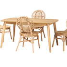 Baxton Studio Iris Modern Bohemian Natural Brown Rattan 5-Piece Dining Set