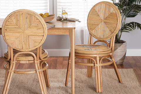 bali & pari Carita Modern Bohemian Natural Brown Rattan Dining Chair