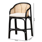bali & pari Miranda Modern Bohemian Two-Tone Black and Natural Brown Rattan Counter Stool