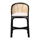 bali & pari Miranda Modern Bohemian Two-Tone Black and Natural Brown Rattan Counter Stool