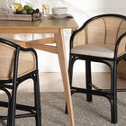 bali & pari Miranda Modern Bohemian Two-Tone Black and Natural Brown Rattan Counter Stool