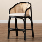 bali & pari Miranda Modern Bohemian Two-Tone Black and Natural Brown Rattan Counter Stool