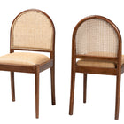 bali & pari Maryland Modern Bohemian Natural Rattan and Acacia Wood 2-Piece Dining Chair Set