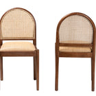 bali & pari Maryland Modern Bohemian Natural Rattan and Acacia Wood 2-Piece Dining Chair Set