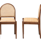 bali & pari Maryland Modern Bohemian Natural Rattan and Acacia Wood 2-Piece Dining Chair Set