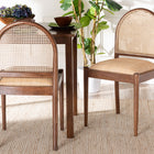 bali & pari Maryland Modern Bohemian Natural Rattan and Acacia Wood 2-Piece Dining Chair Set