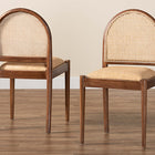 bali & pari Maryland Modern Bohemian Natural Rattan and Acacia Wood 2-Piece Dining Chair Set