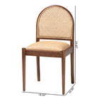 bali & pari Maryland Modern Bohemian Natural Rattan and Acacia Wood 2-Piece Dining Chair Set