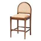 bali & pari Maryland Modern Bohemian Natural Rattan and Acacia Wood Counter Stool