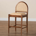 bali & pari Maryland Modern Bohemian Natural Rattan and Acacia Wood Counter Stool