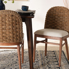 bali & pari Denver Modern Bohemian Walnut Brown Finished Acacia Wood and Seagrass Dining Chair