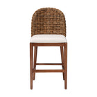 bali & pari Denver Modern Bohemian Walnut Brown Finished Acacia Wood and Seagrass Counter Stool