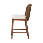 bali & pari Denver Modern Bohemian Walnut Brown Finished Acacia Wood and Seagrass Counter Stool